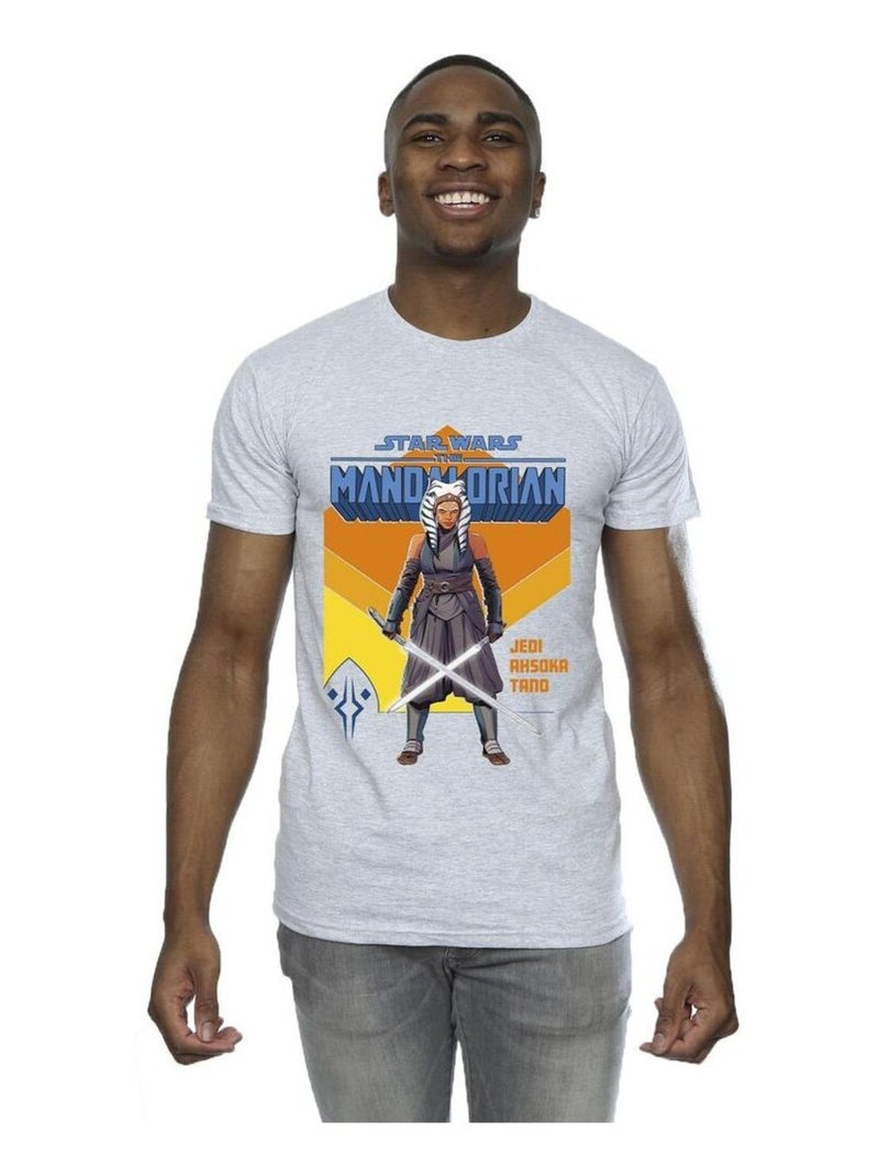 Star Wars - T-shirt THE MANDALORIAN JEDI Gris chiné - Kiabi
