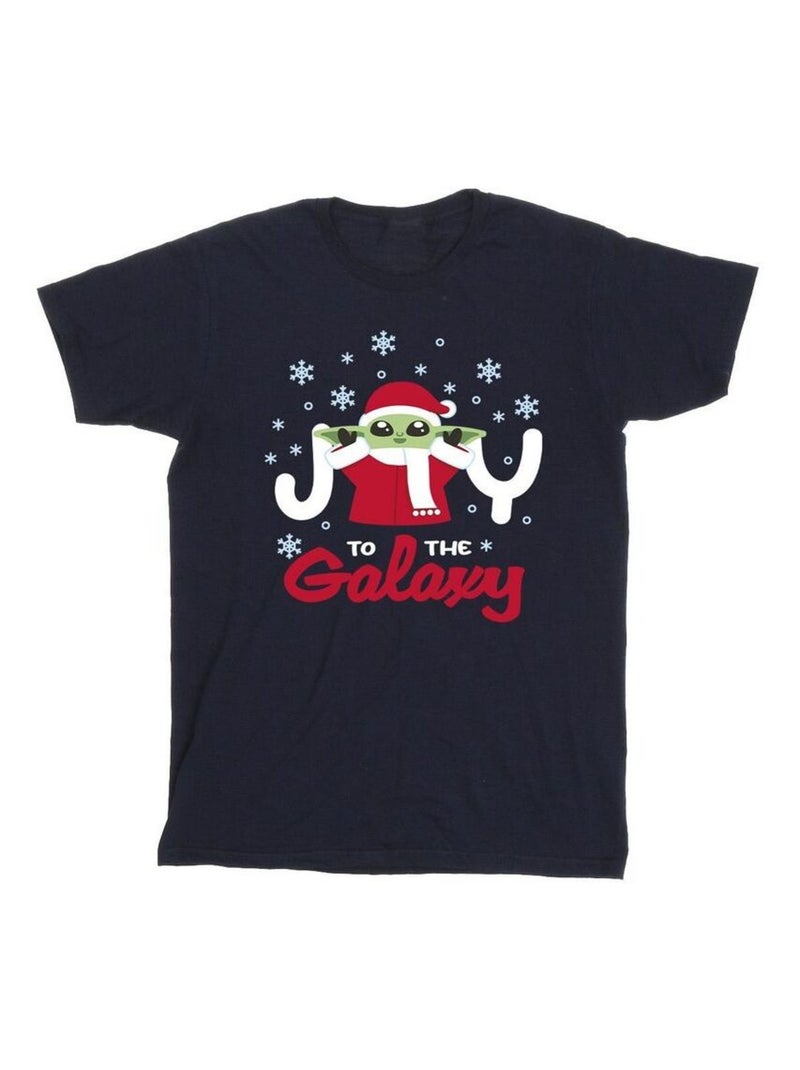 Star Wars - T-shirt THE MANDALORIAN JOY TO THE GALAXY Bleu marine - Kiabi