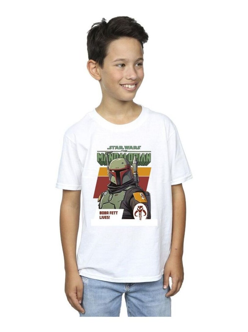 Star Wars - T-shirt THE MANDALORIAN LIVES Blanc - Kiabi