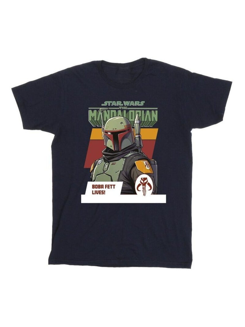 Star Wars - T-shirt THE MANDALORIAN LIVES Bleu marine - Kiabi
