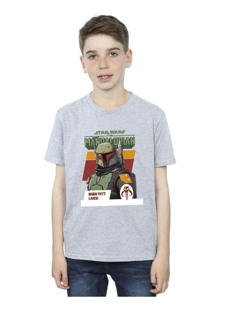 Star Wars - T-shirt THE MANDALORIAN LIVES Gris chiné - Kiabi
