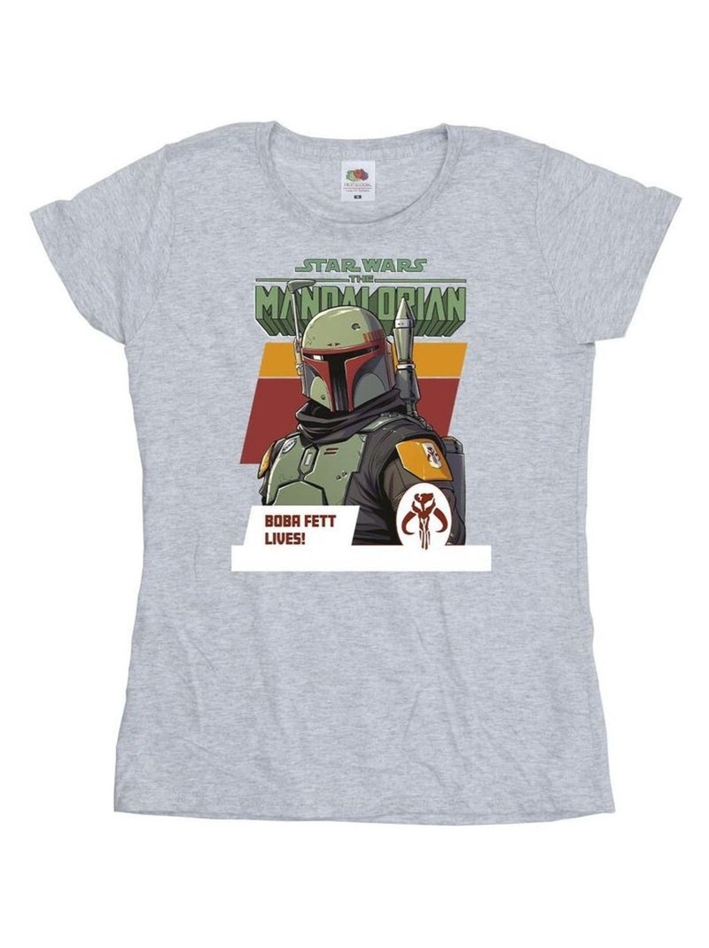 Star Wars - T-shirt THE MANDALORIAN LIVES Gris chiné - Kiabi