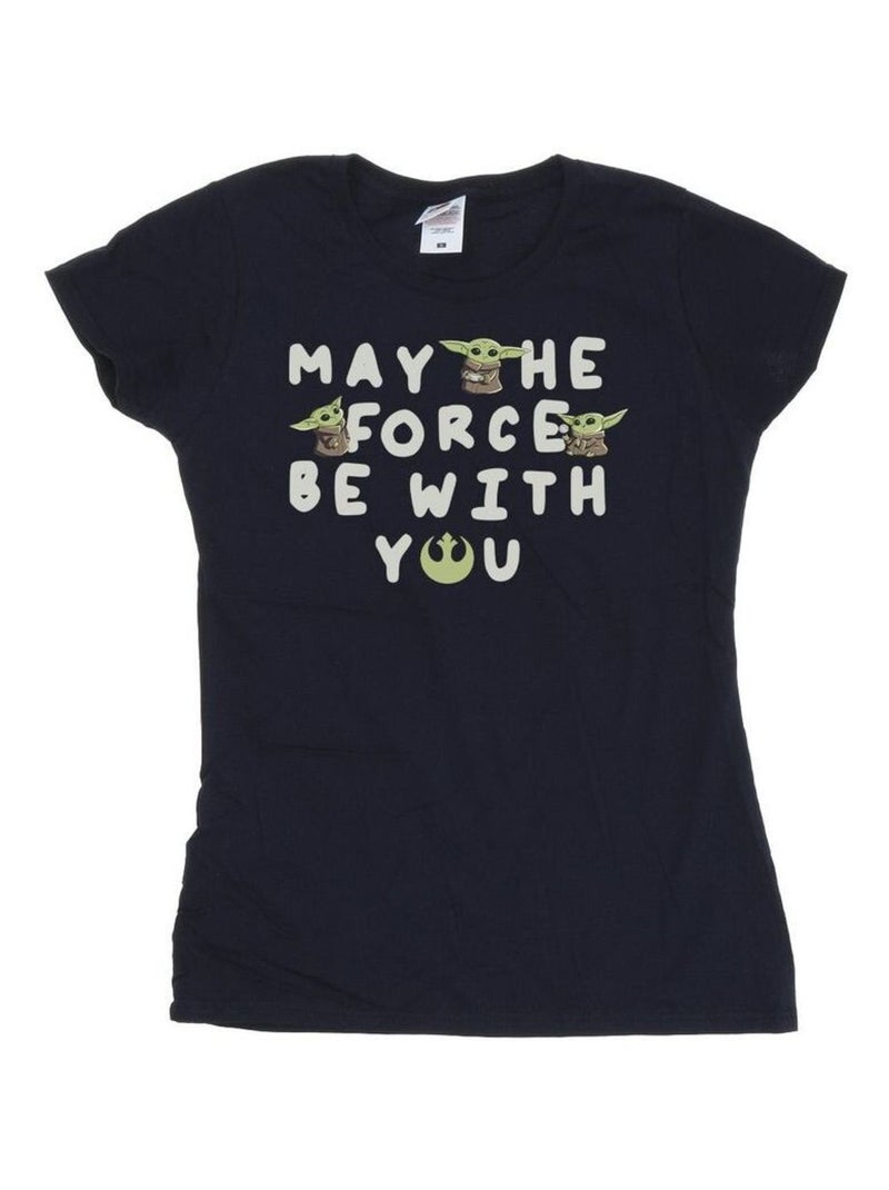 Star Wars - T-shirt THE MANDALORIAN MAY THE FORCE BE WITH YOU Bleu marine - Kiabi