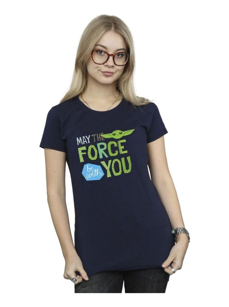 Star Wars - T-shirt THE MANDALORIAN MAY THE FORCE BE WITH YOU Bleu marine - Kiabi