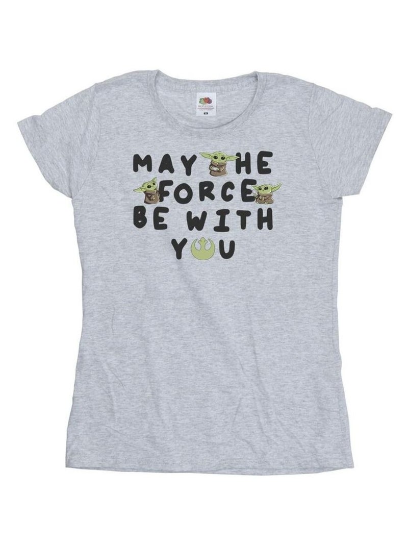 Star Wars - T-shirt THE MANDALORIAN MAY THE FORCE BE WITH YOU Gris chiné - Kiabi