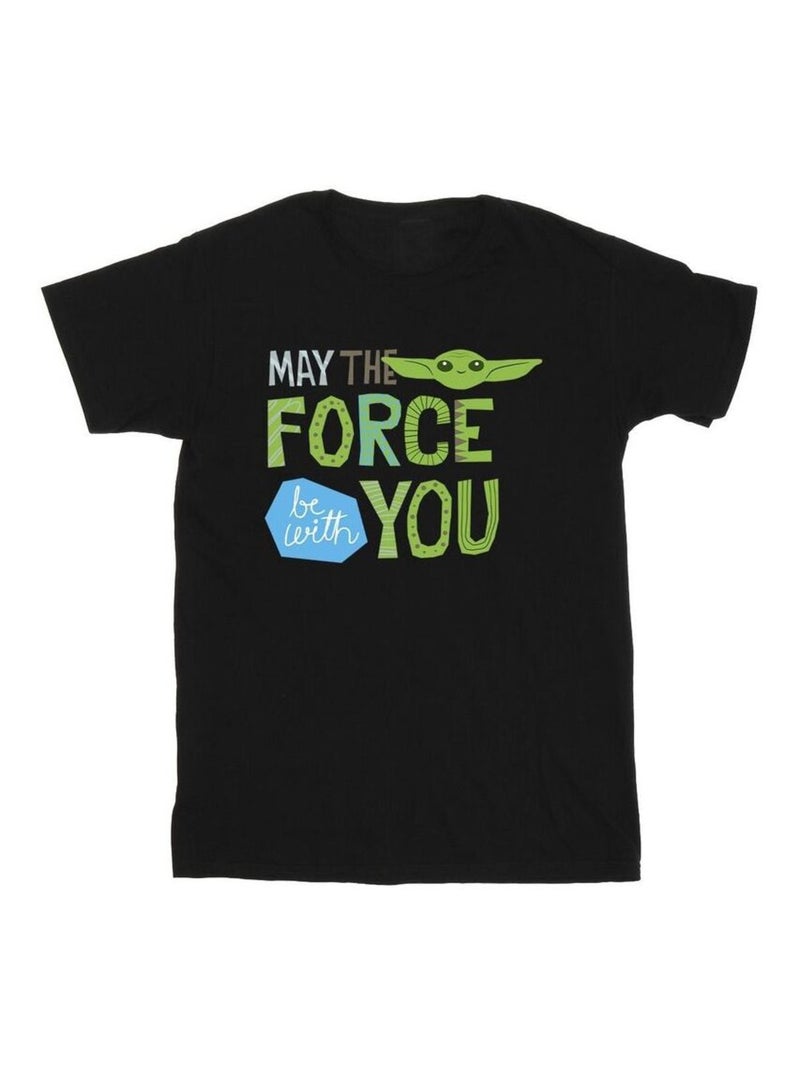 Star Wars - T-shirt THE MANDALORIAN MAY THE FORCE BE WITH YOU Noir - Kiabi