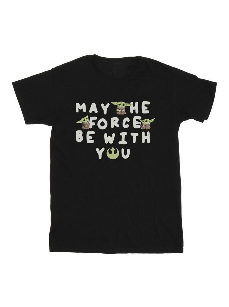 Star Wars - T-shirt THE MANDALORIAN MAY THE FORCE BE WITH YOU Noir - Kiabi