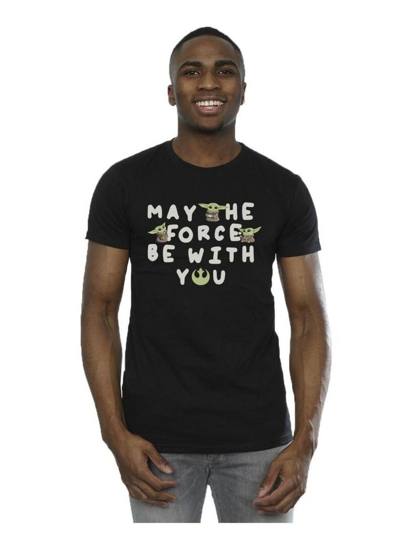 Star Wars - T-shirt THE MANDALORIAN MAY THE FORCE BE WITH YOU Noir - Kiabi