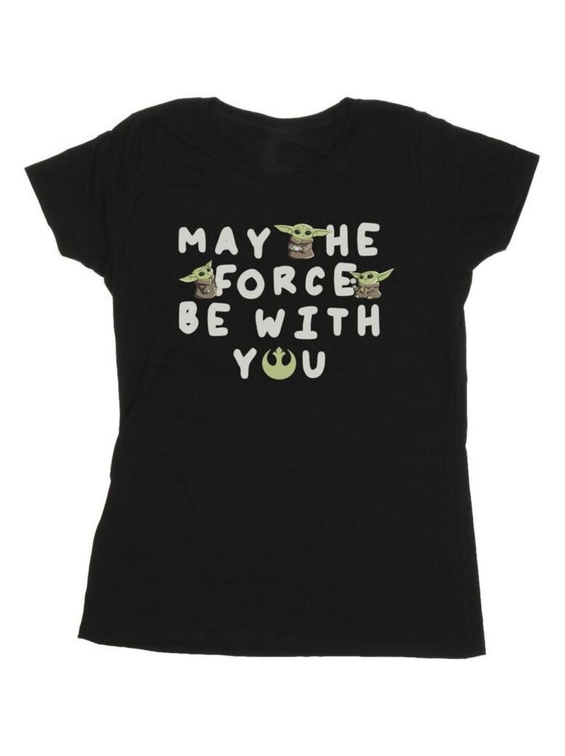 Star Wars - T-shirt THE MANDALORIAN MAY THE FORCE BE WITH YOU Noir - Kiabi