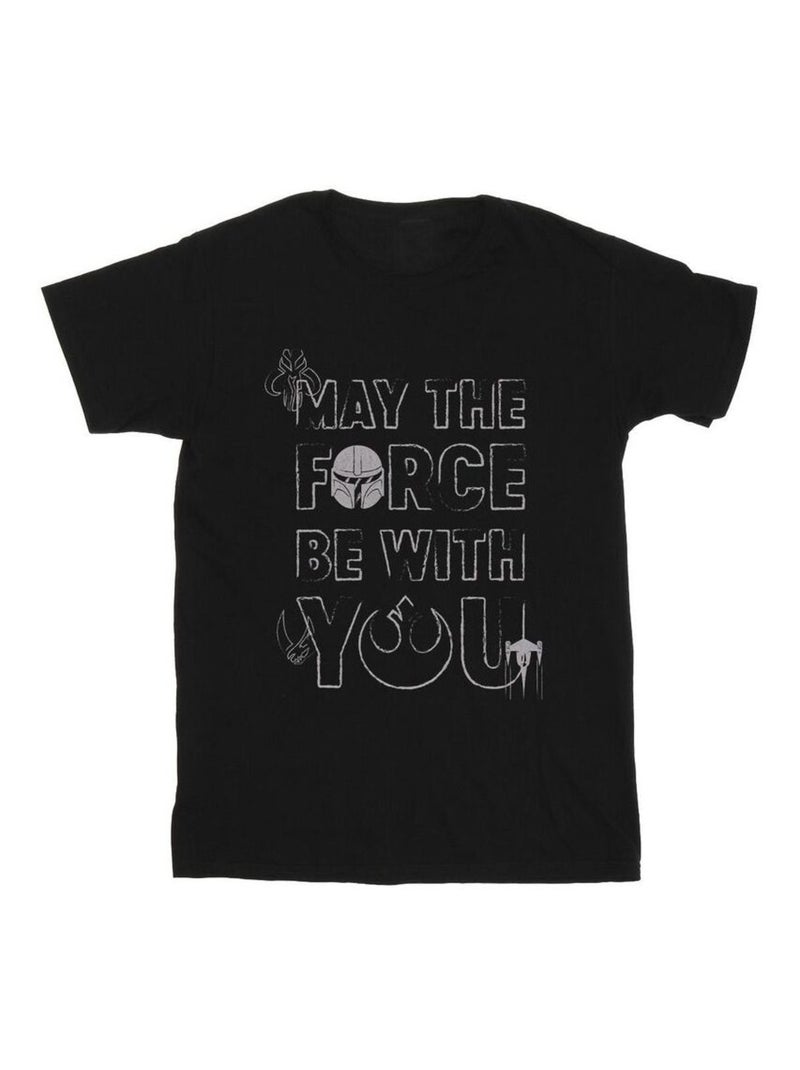 Star Wars - T-shirt THE MANDALORIAN MAY THE FORCE Noir - Kiabi