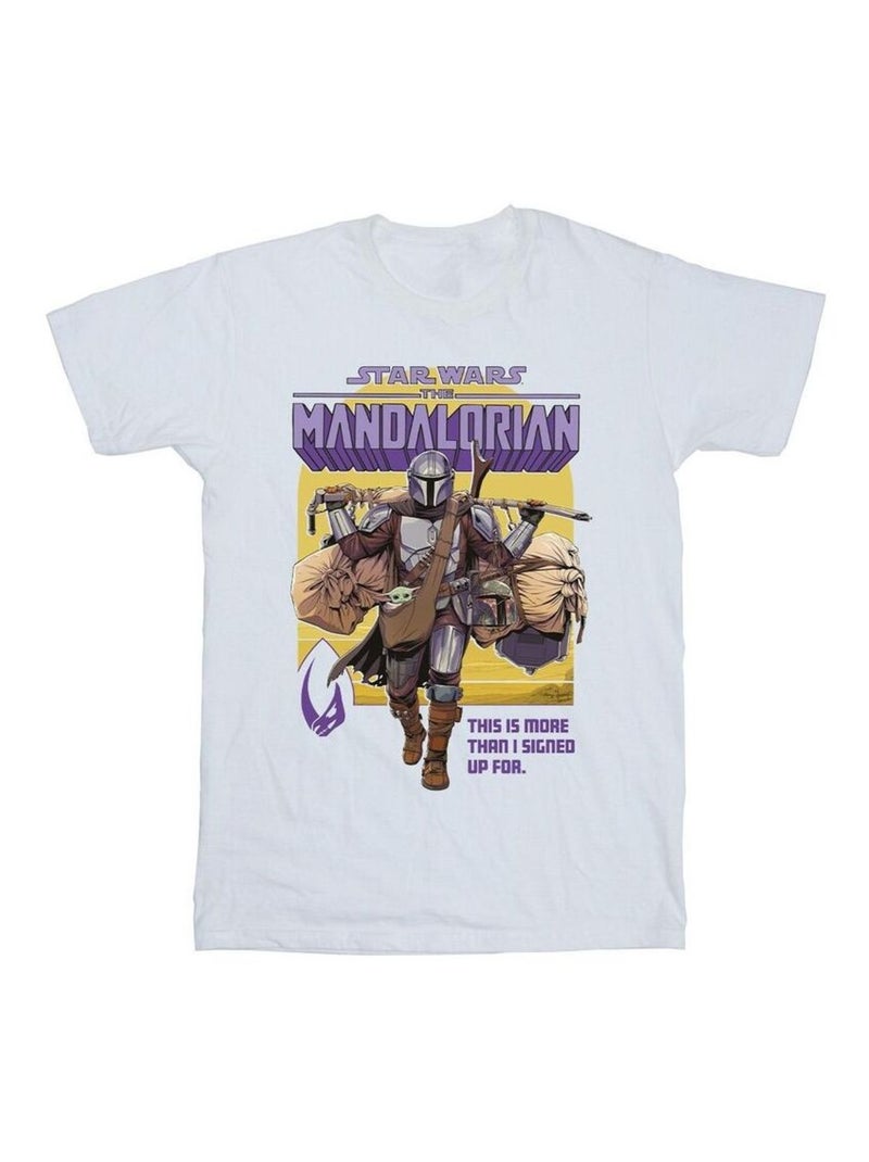 Star Wars - T-shirt THE MANDALORIAN MORE THAN SIGNED UP FOR Blanc - Kiabi