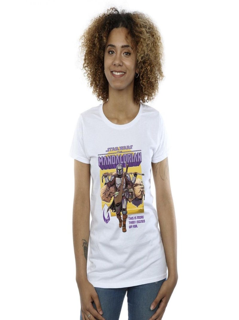 Star Wars - T-shirt THE MANDALORIAN MORE THAN SIGNED UP FOR Blanc - Kiabi
