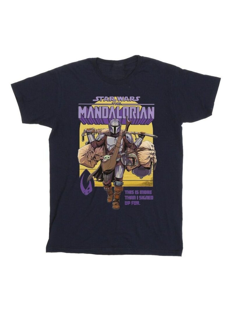Star Wars - T-shirt THE MANDALORIAN MORE THAN SIGNED UP FOR Bleu marine - Kiabi