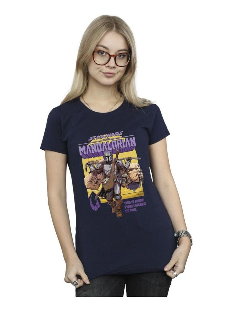 Star Wars - T-shirt THE MANDALORIAN MORE THAN SIGNED UP FOR Bleu marine - Kiabi