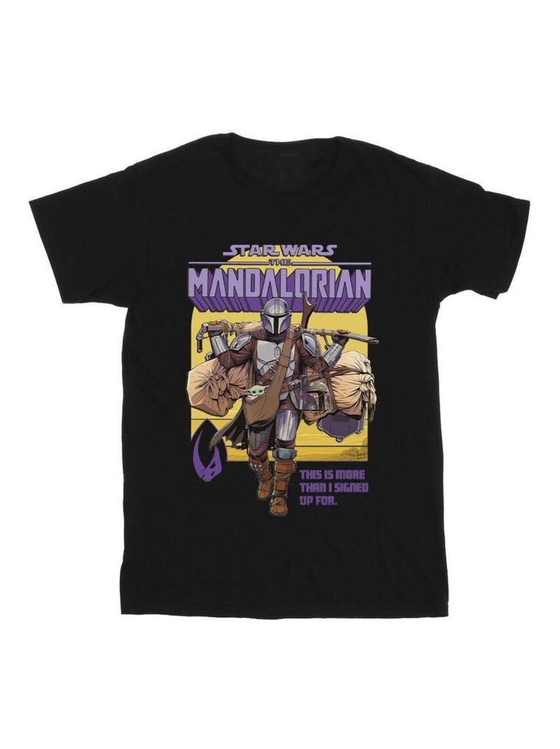 Star Wars - T-shirt THE MANDALORIAN MORE THAN SIGNED UP FOR Noir - Kiabi