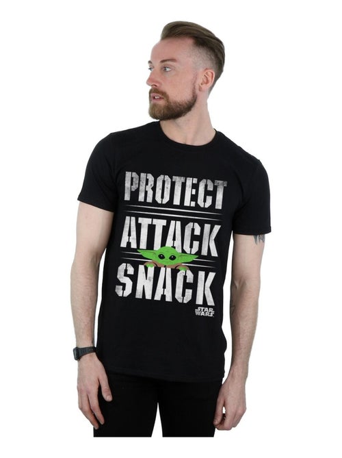 Star Wars - T-shirt THE MANDALORIAN PROTECT ATTACK SNACK - Kiabi