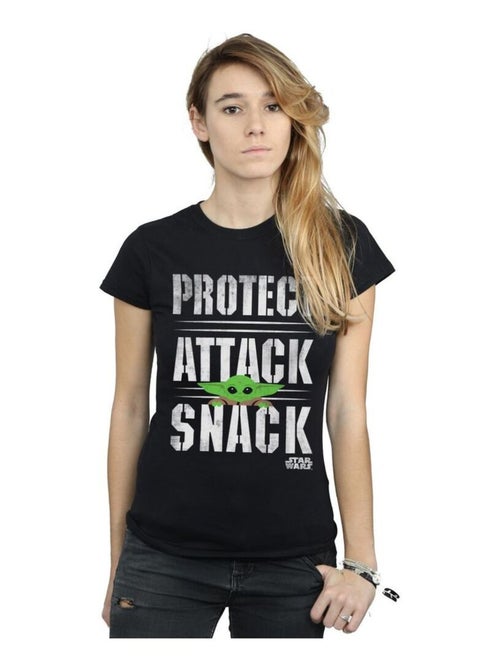 Star Wars - T-shirt THE MANDALORIAN PROTECT ATTACK SNACK - Kiabi