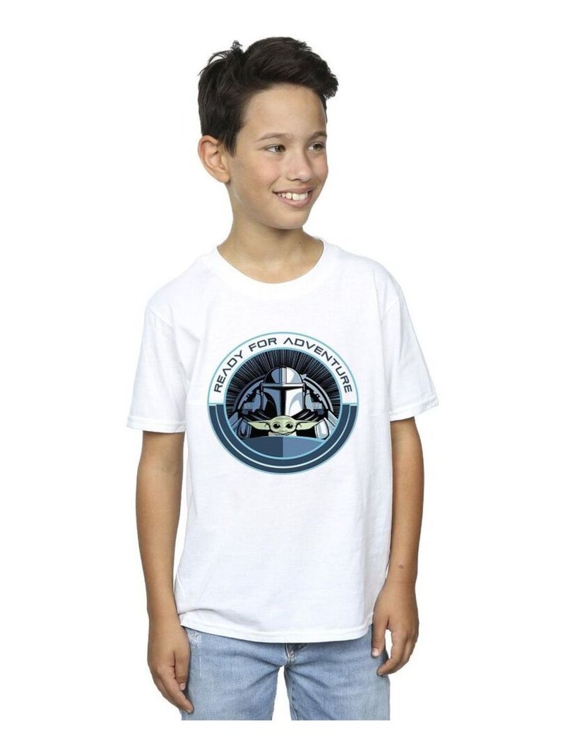 Star Wars - T-shirt THE MANDALORIAN READY FOR ADVENTURE Blanc - Kiabi
