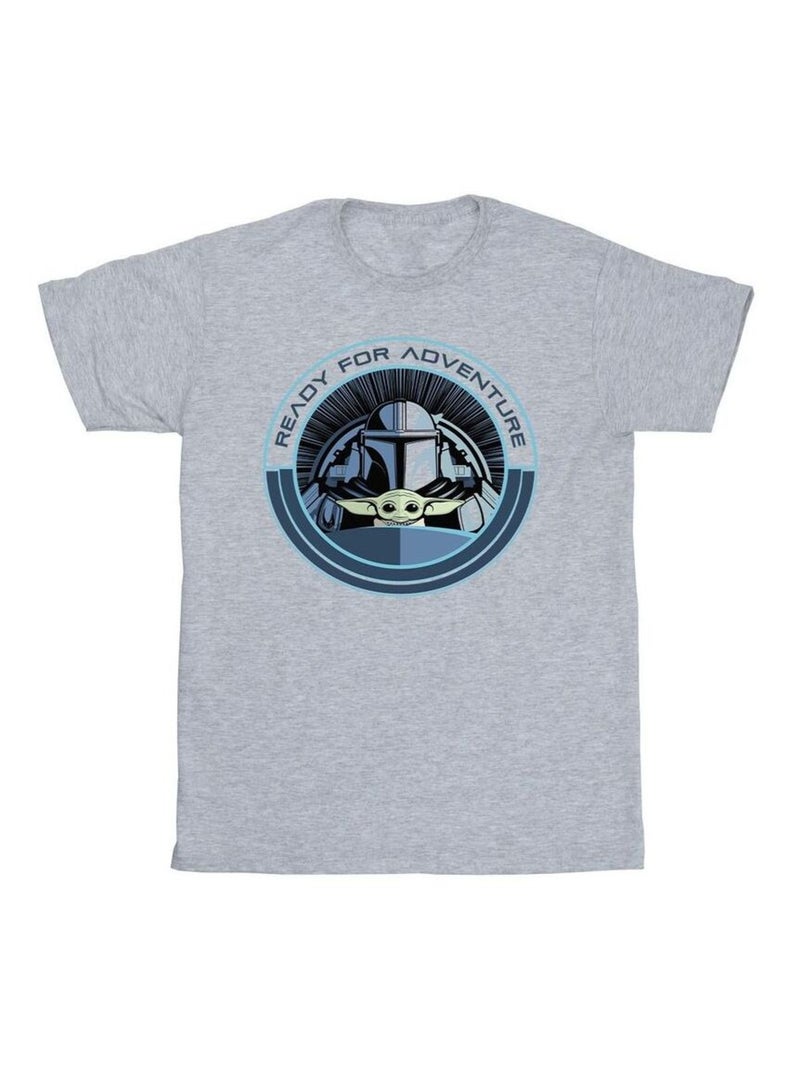 Star Wars - T-shirt THE MANDALORIAN READY FOR ADVENTURE Gris chiné - Kiabi