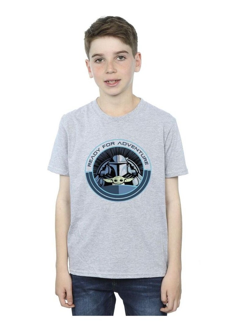 Star Wars - T-shirt THE MANDALORIAN READY FOR ADVENTURE Gris chiné - Kiabi