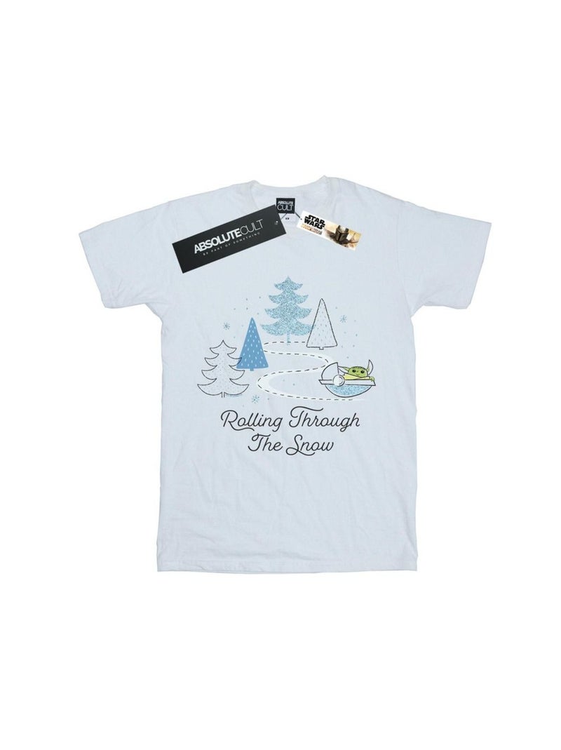 Star Wars - T-shirt THE MANDALORIAN ROLLING THROUGH THE SNOW Blanc - Kiabi
