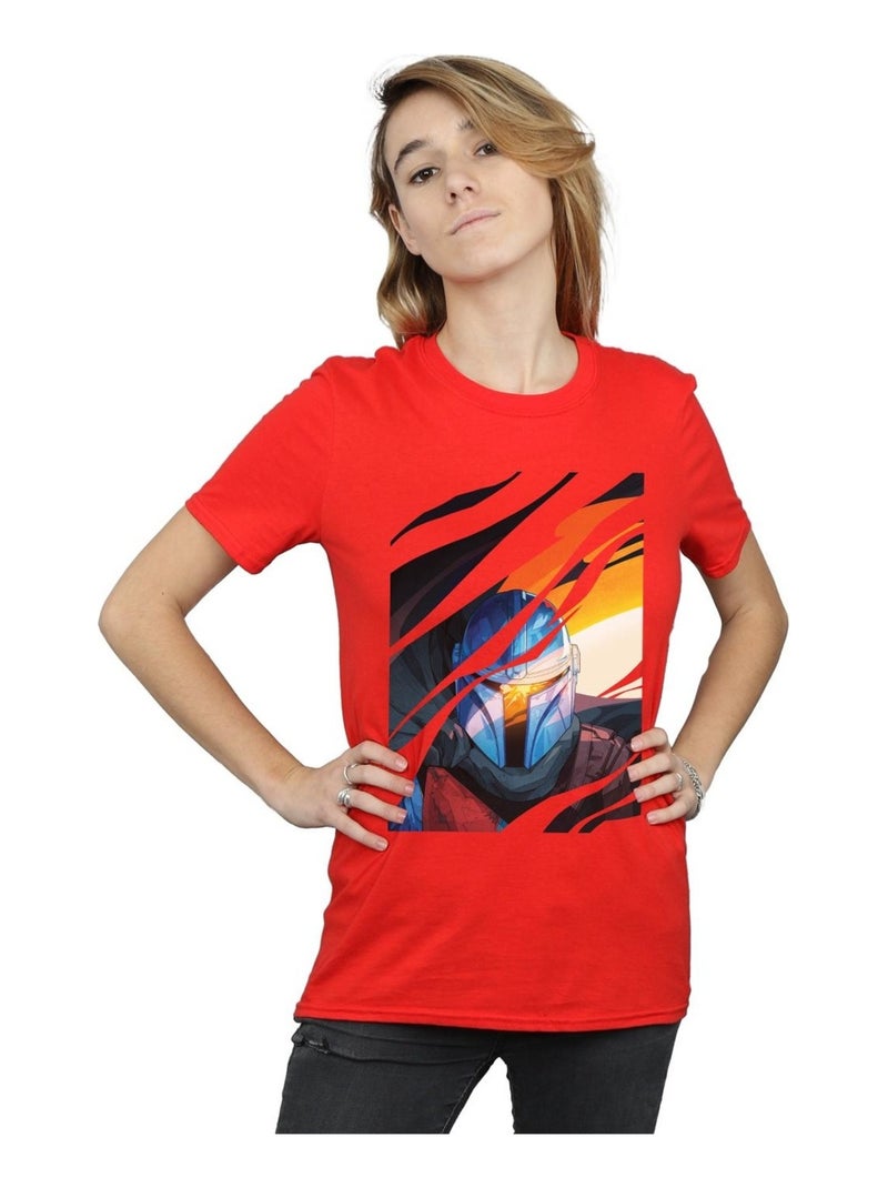 Star Wars - T-shirt THE MANDALORIAN Rouge - Kiabi
