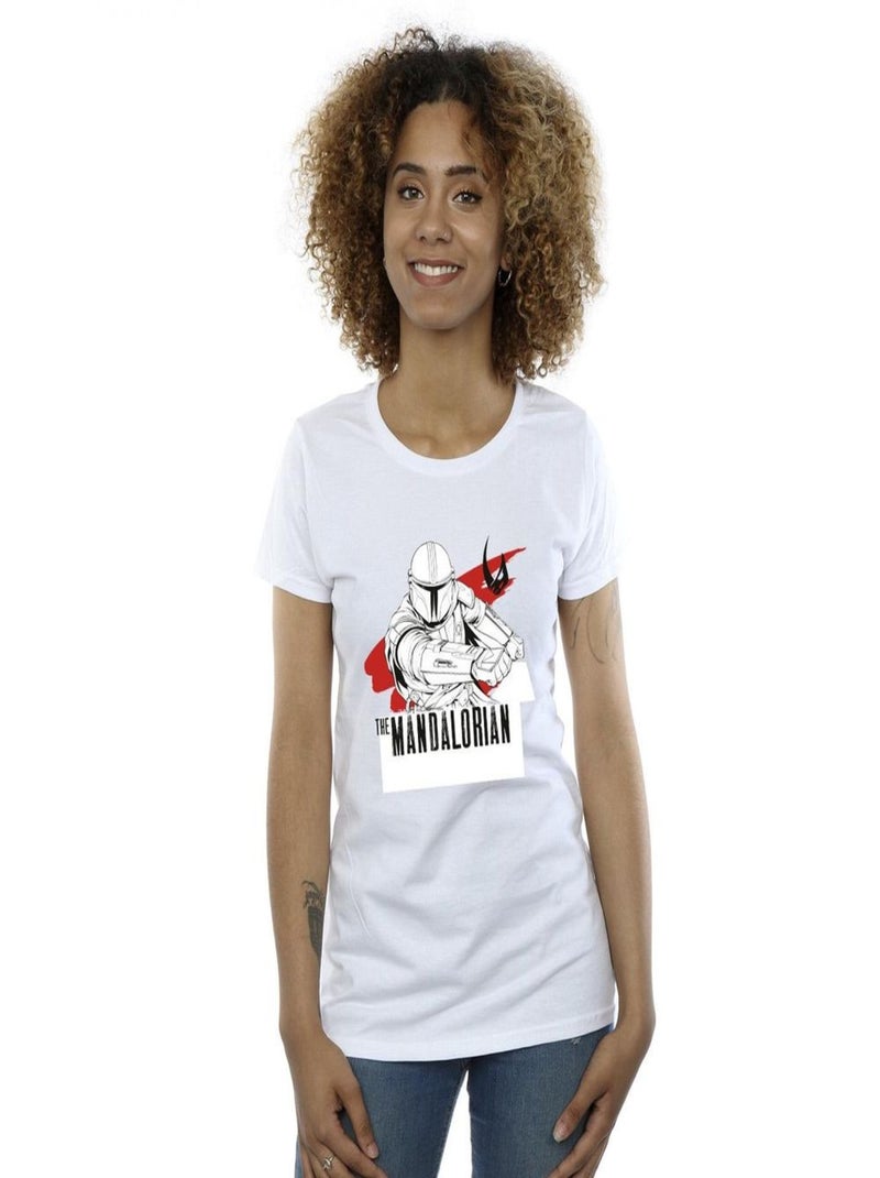 Star Wars - T-shirt THE MANDALORIAN SHOOTS Blanc - Kiabi