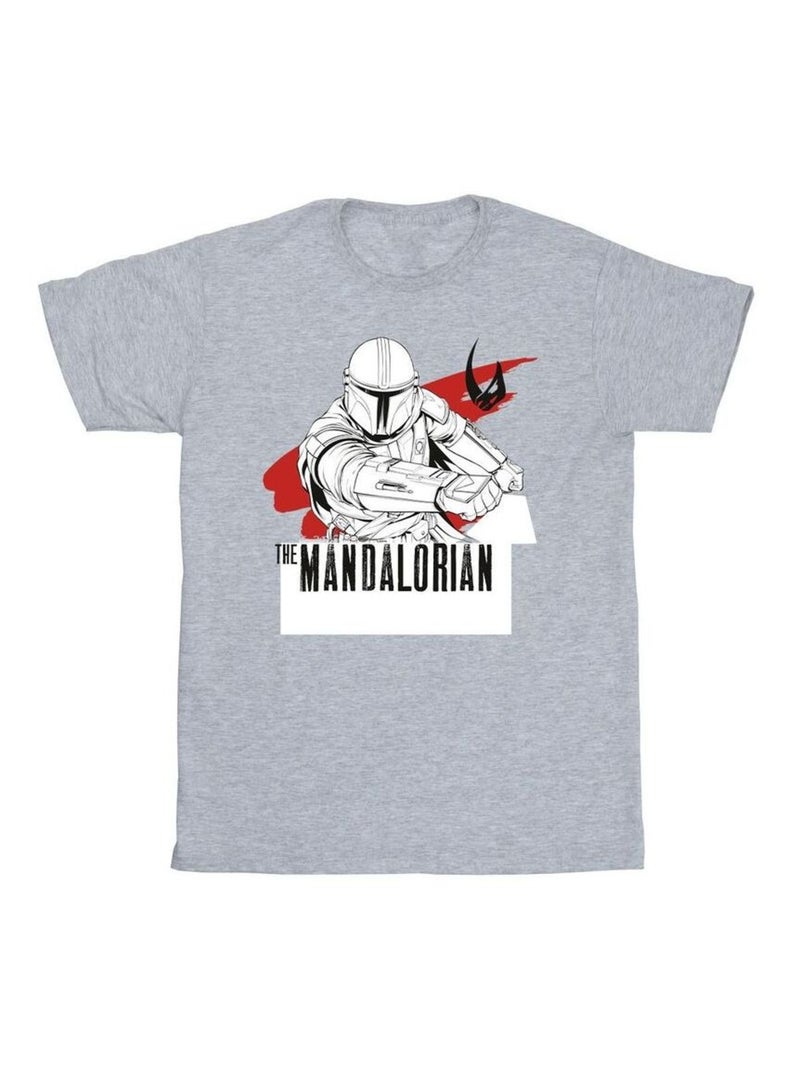 Star Wars - T-shirt THE MANDALORIAN SHOOTS Gris chiné - Kiabi