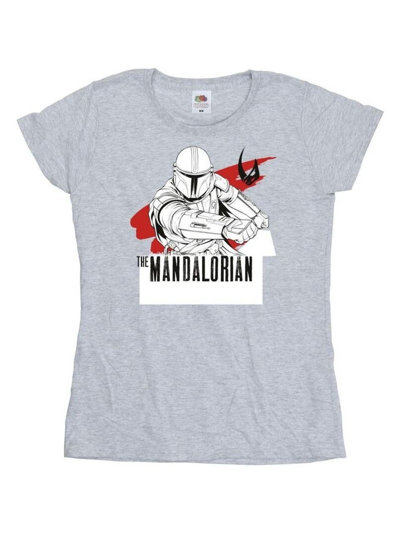 Star Wars - T-shirt THE MANDALORIAN SHOOTS Gris chiné - Kiabi