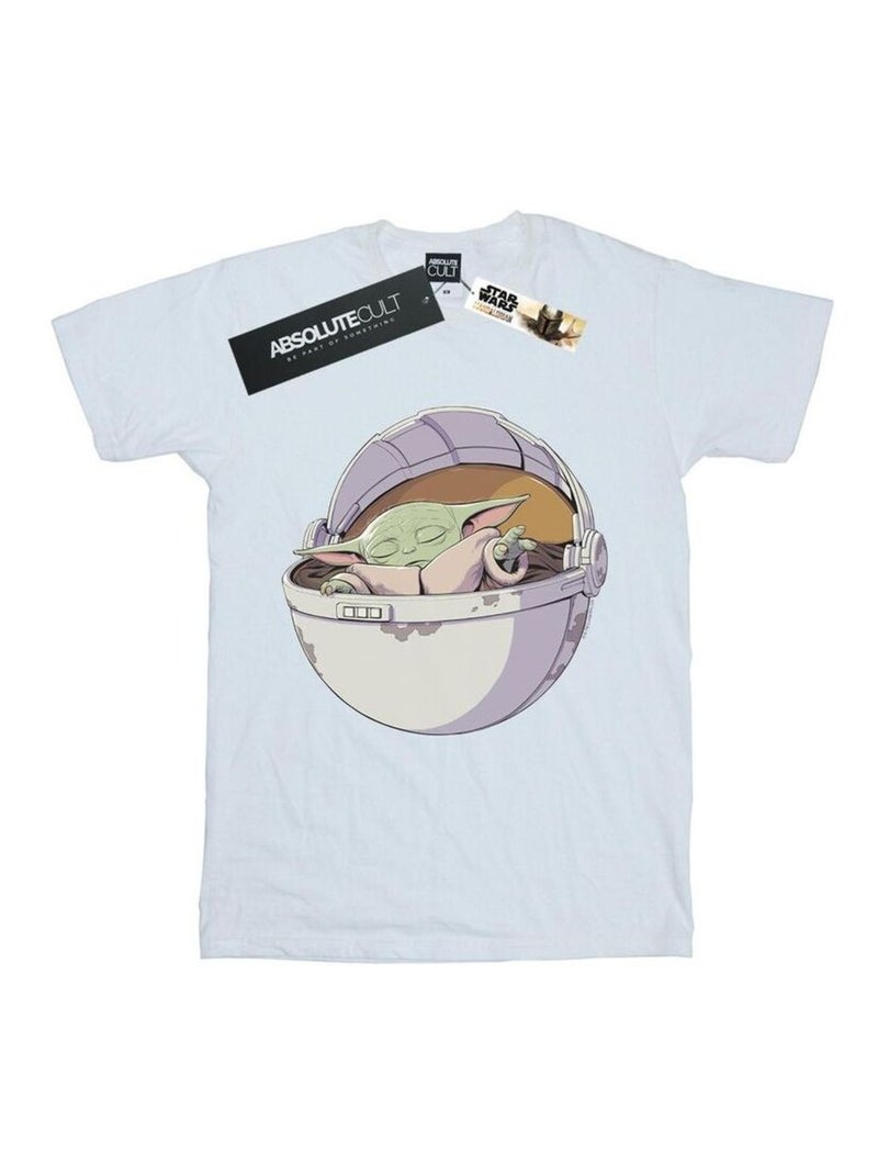 Star Wars - T-shirt THE MANDALORIAN SLEEPING CHILD Blanc - Kiabi
