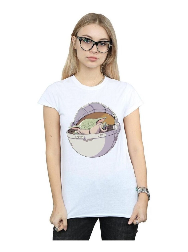 Star Wars - T-shirt THE MANDALORIAN SLEEPING CHILD Blanc - Kiabi