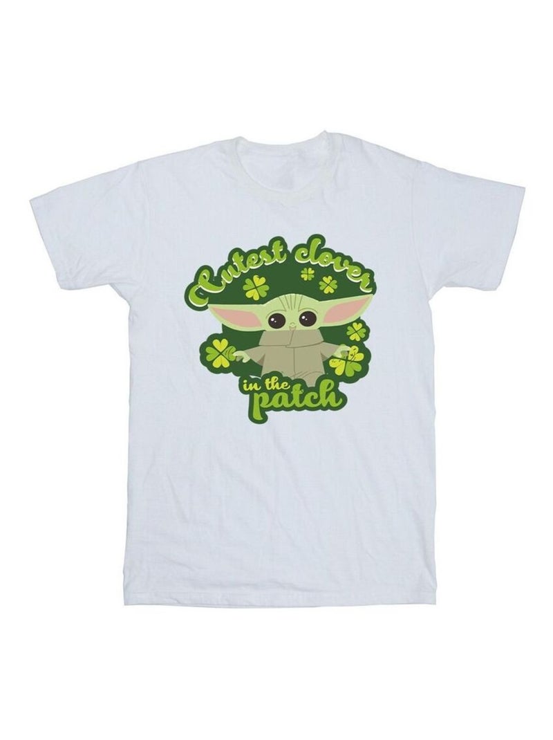 Star Wars - T-shirt THE MANDALORIAN ST PATRICK'S DAY CUTEST CLOVER Blanc - Kiabi
