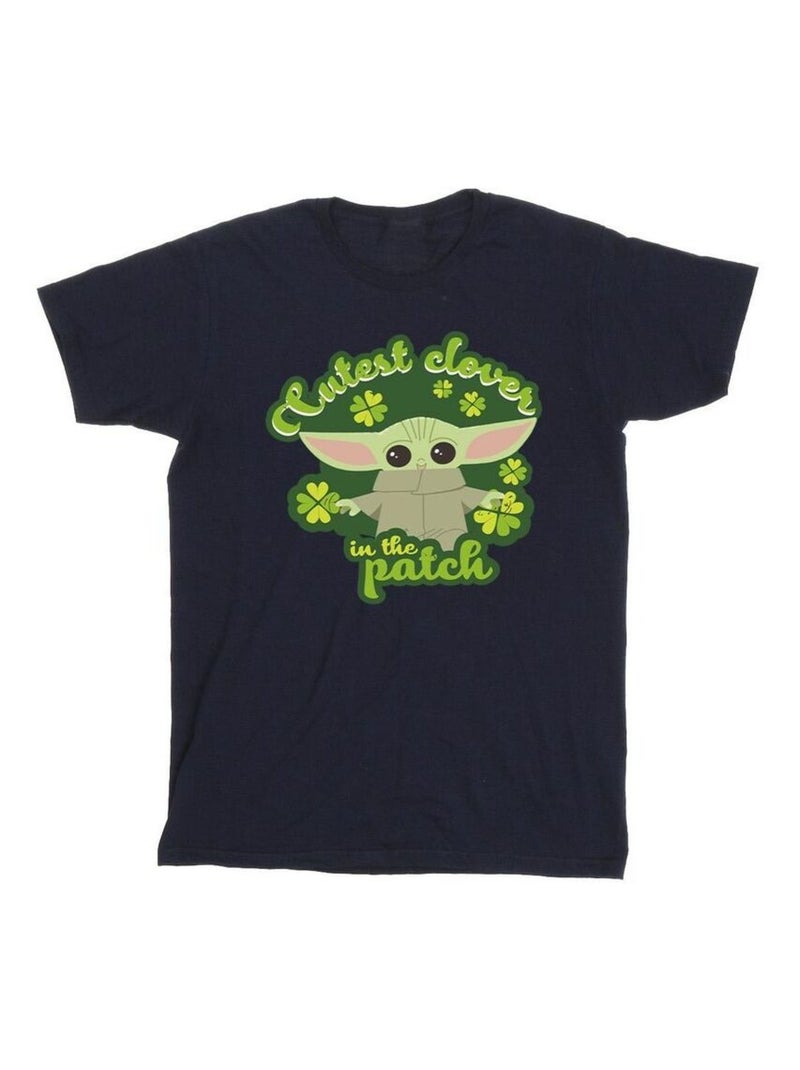 Star Wars - T-shirt THE MANDALORIAN ST PATRICK'S DAY CUTEST CLOVER Bleu marine - Kiabi