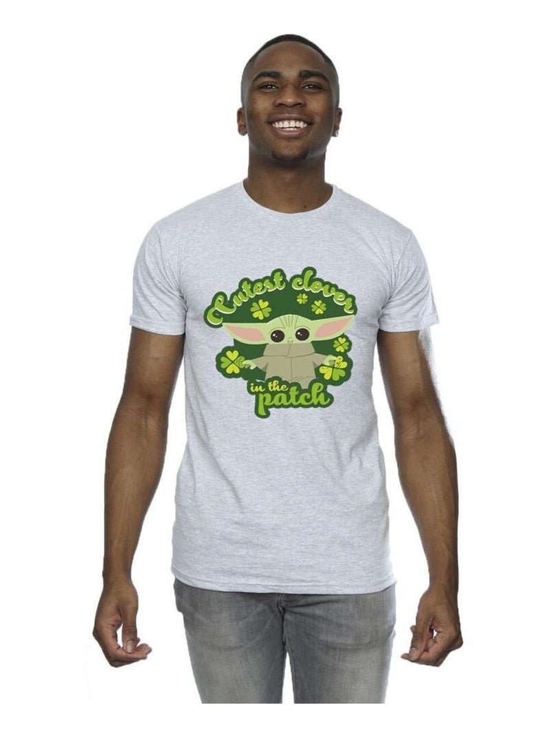 Star Wars - T-shirt THE MANDALORIAN ST PATRICK'S DAY CUTEST CLOVER Gris chiné - Kiabi