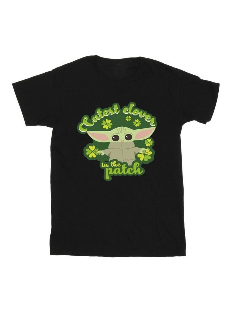 Star Wars - T-shirt THE MANDALORIAN ST PATRICK'S DAY CUTEST CLOVER Noir - Kiabi