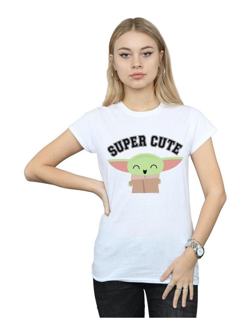 Star Wars - T-shirt THE MANDALORIAN SUPER CUTE Blanc - Kiabi