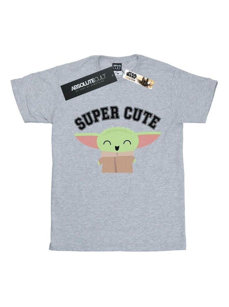 Star Wars - T-shirt THE MANDALORIAN SUPER CUTE Gris chiné - Kiabi