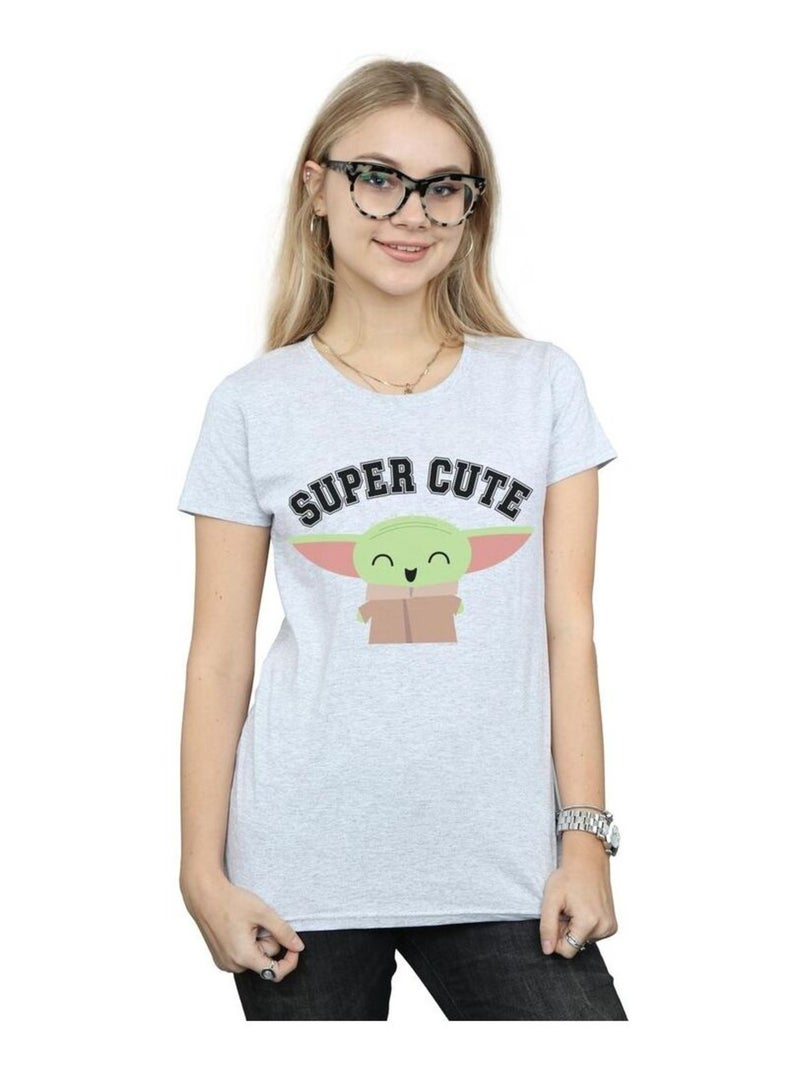 Star Wars - T-shirt THE MANDALORIAN SUPER CUTE Gris chiné - Kiabi