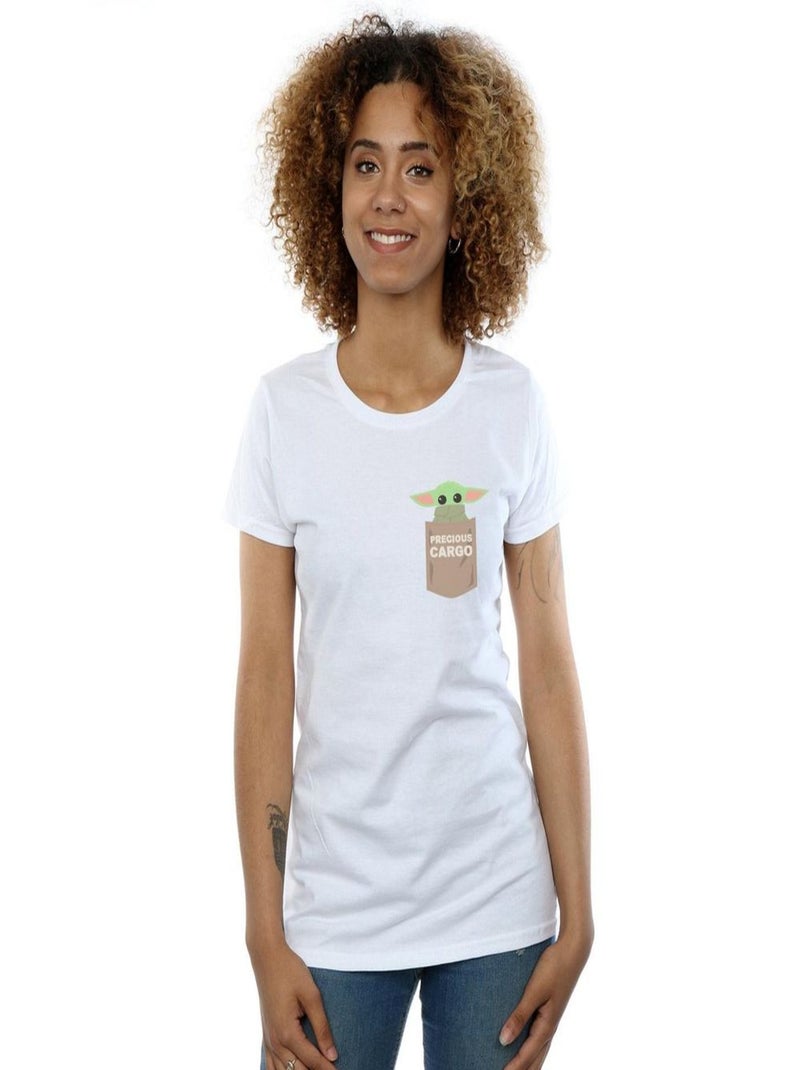 Star Wars - T-shirt THE MANDALORIAN THE CHILD CARGO Blanc - Kiabi