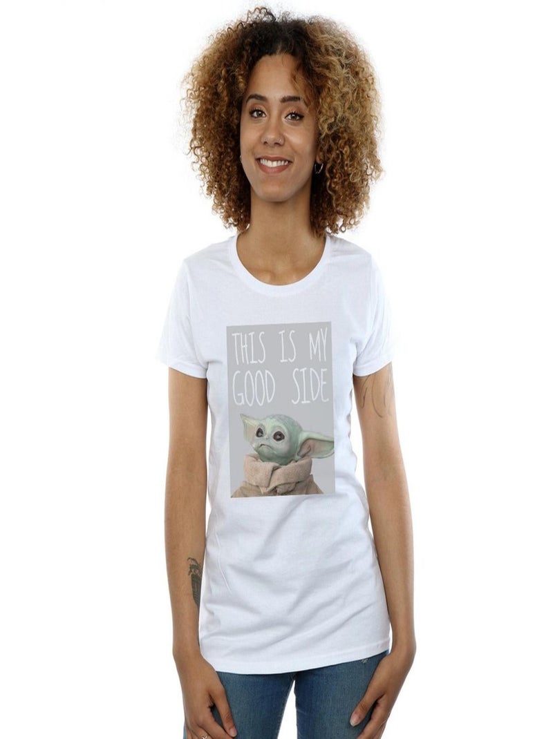 Star Wars - T-shirt THE MANDALORIAN THE CHILD GOOD SIDE Blanc - Kiabi
