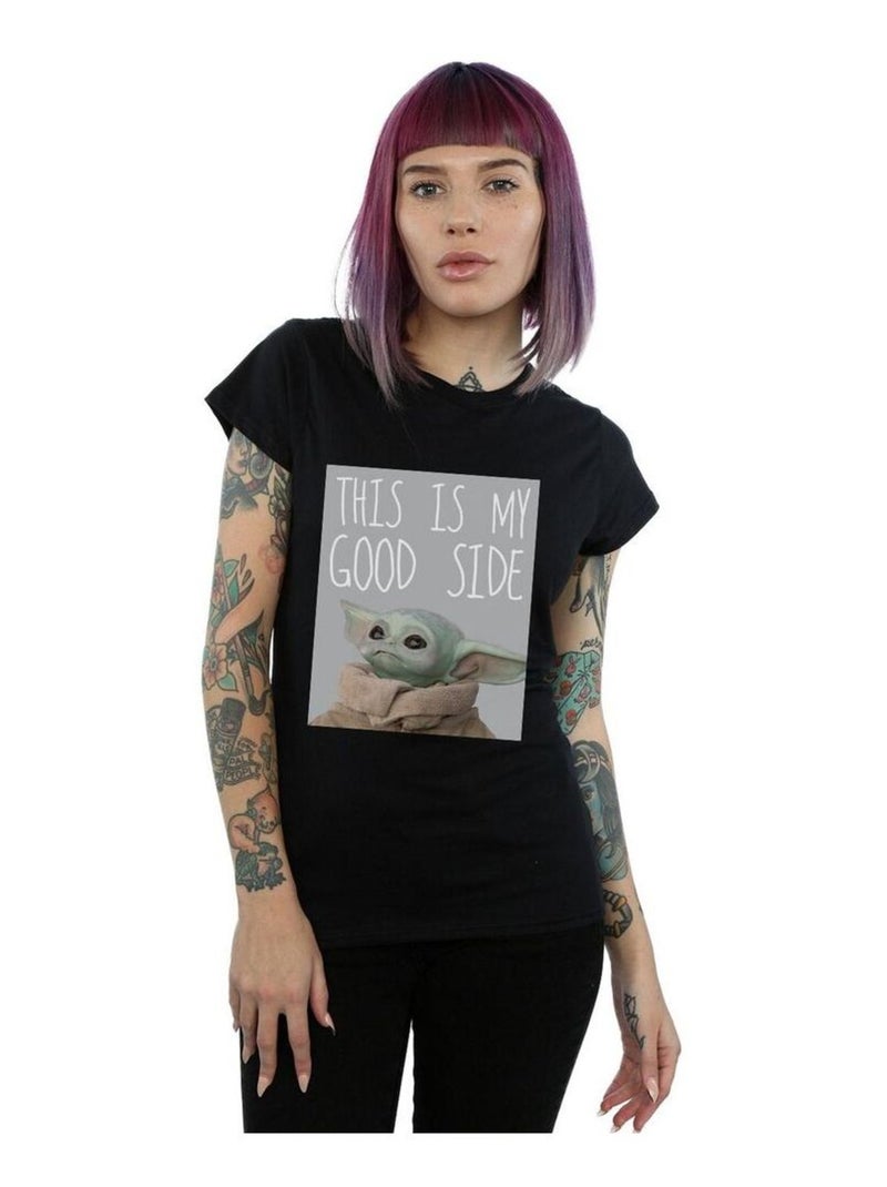 Star Wars - T-shirt THE MANDALORIAN THE CHILD GOOD SIDE Noir - Kiabi