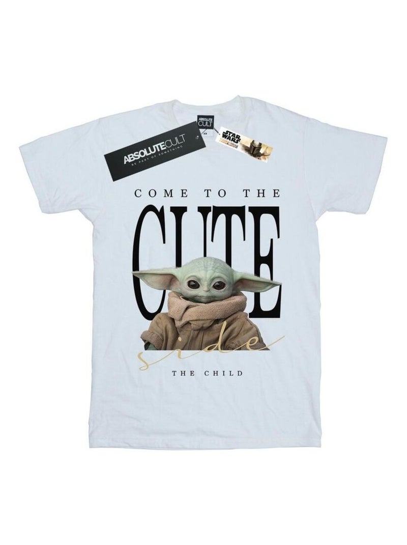 Star Wars - T-shirt THE MANDALORIAN THE CUTE SIDE Blanc - Kiabi