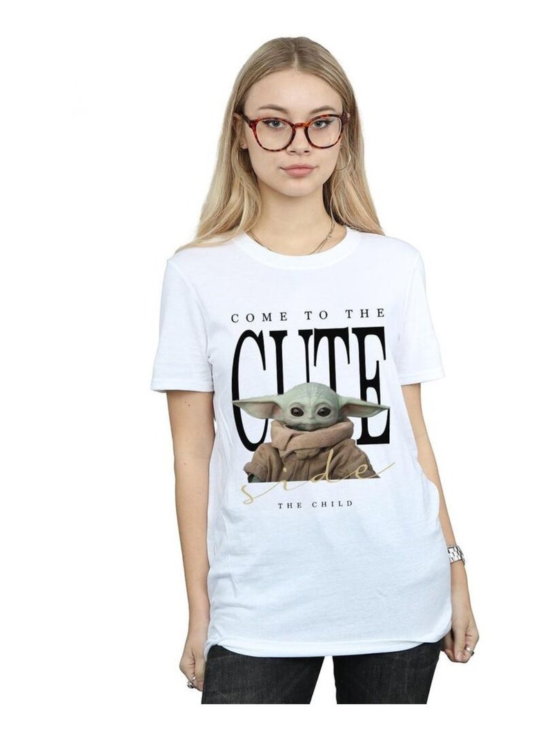 Star Wars - T-shirt THE MANDALORIAN THE CUTE SIDE Blanc - Kiabi
