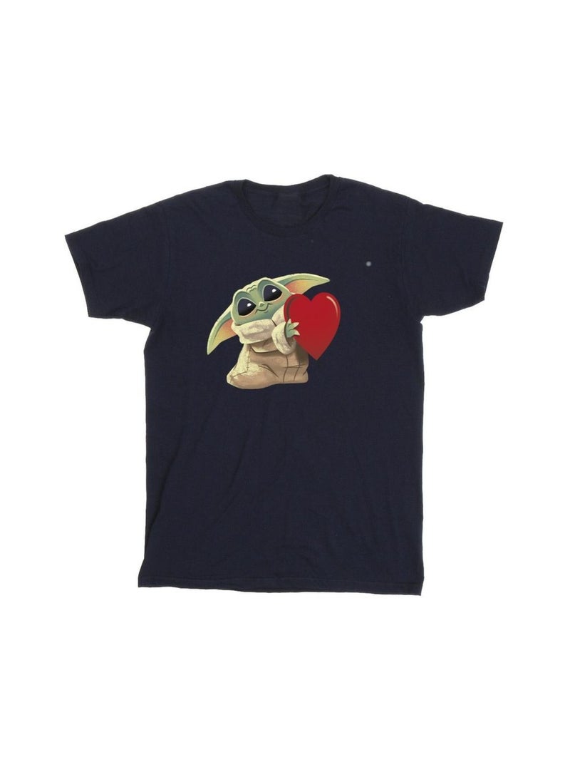 Star Wars - T-shirt THE MANDALORIAN THE KIDS WITH HEART Bleu marine - Kiabi
