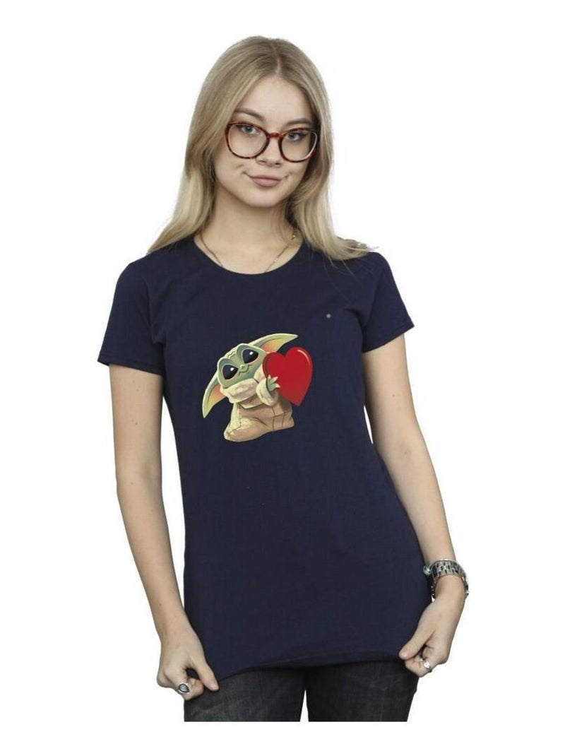 Star Wars - T-shirt THE MANDALORIAN THE KIDS WITH HEART Bleu marine - Kiabi