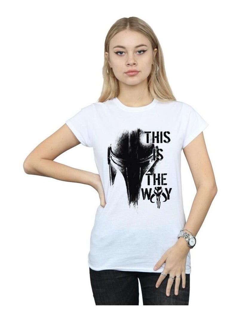 Star Wars - T-shirt THE MANDALORIAN THE WAY Blanc - Kiabi