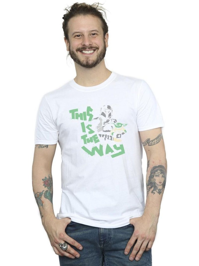 Star Wars - T-shirt THE MANDALORIAN THIS IS THE WAY Blanc - Kiabi