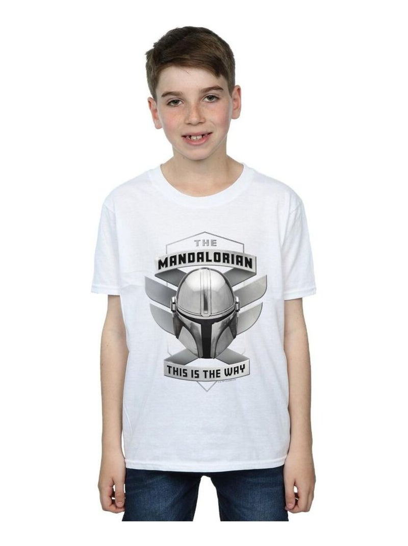 Star Wars - T-shirt THE MANDALORIAN THIS IS THE WAY Blanc - Kiabi