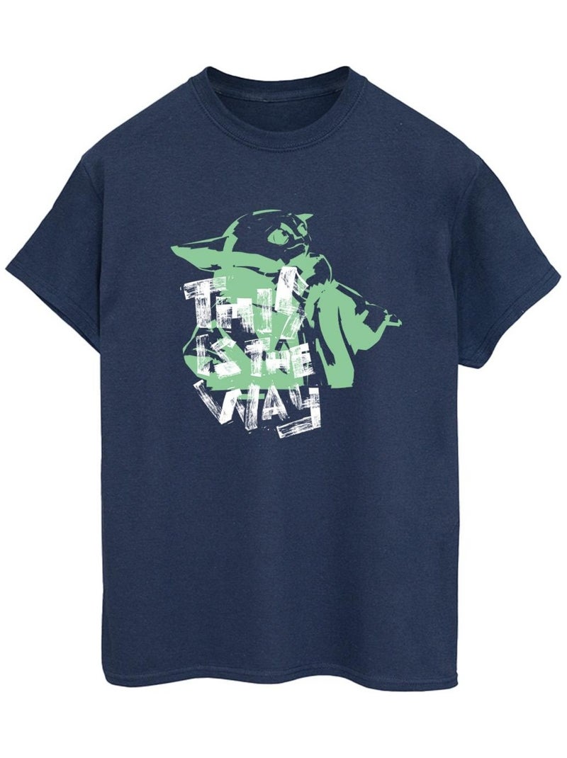 Star Wars - T-shirt THE MANDALORIAN THIS IS THE WAY Bleu marine - Kiabi