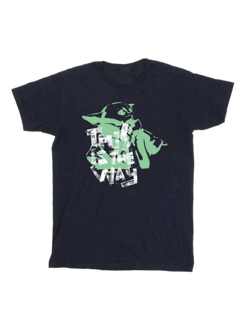 Star Wars - T-shirt THE MANDALORIAN THIS IS THE WAY Bleu marine - Kiabi